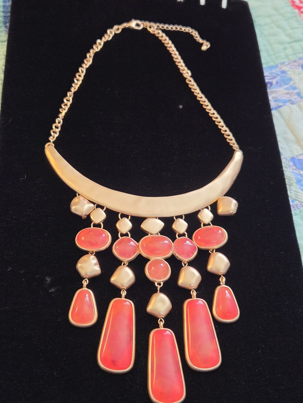 Statement Tribal Necklace Matte Gold Finish Lightweight
